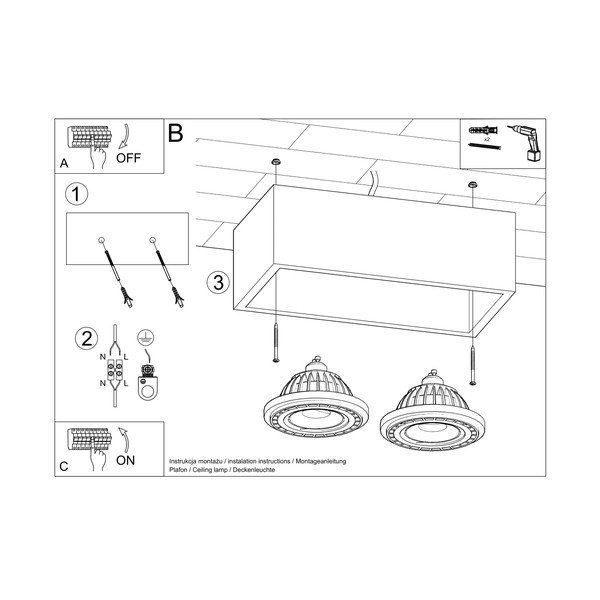 Plafonieră gri 14x27 cm Postiga – Sollux-image-4