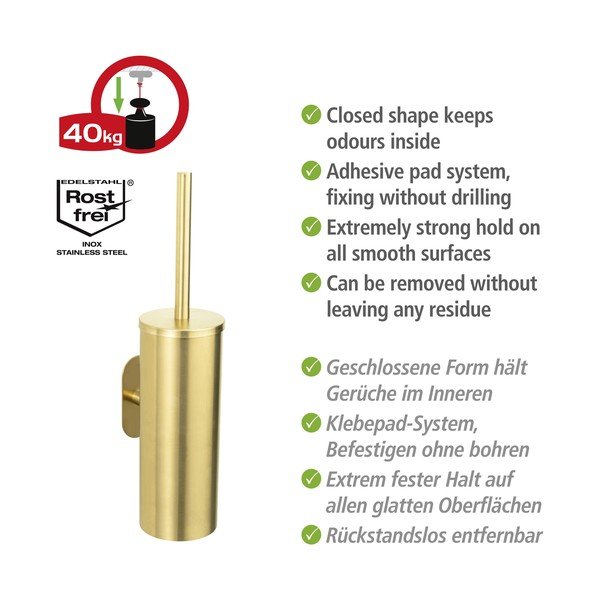 Perie de WC aurie autoadezivă din oțel inoxidabil Orea Gold – Wenko-image-3