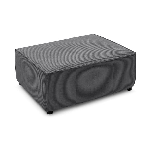 Taburet gri închis cu tapițerie din catifea reiată Nihad – Bobochic Paris-image-3