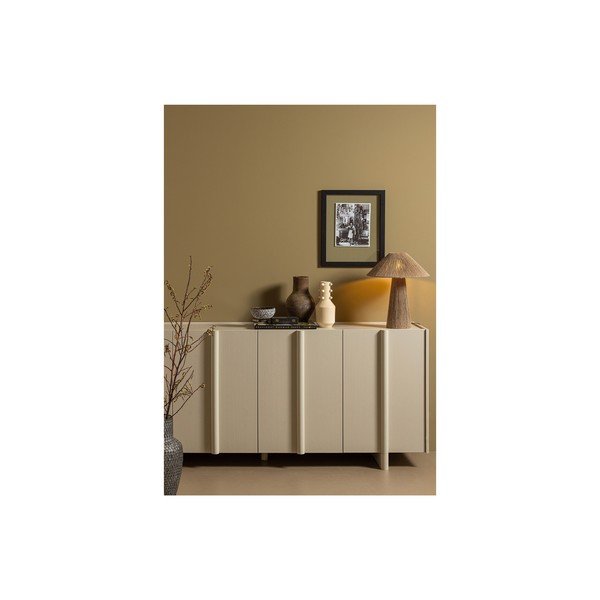 Comodă modulară crem joasă din lemn masiv de pin 200x85 cm Basu – WOOOD-image-1