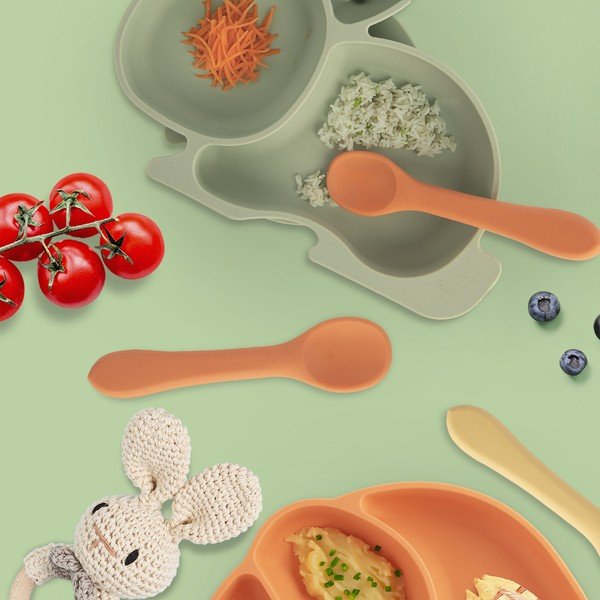 Lingură pentru copii portocalie din silicon – Orion-image-1