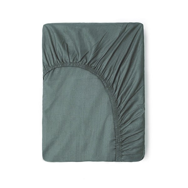 Cearceaf verde/gri din bumbac cu elastic 180x200 cm – Good Morning