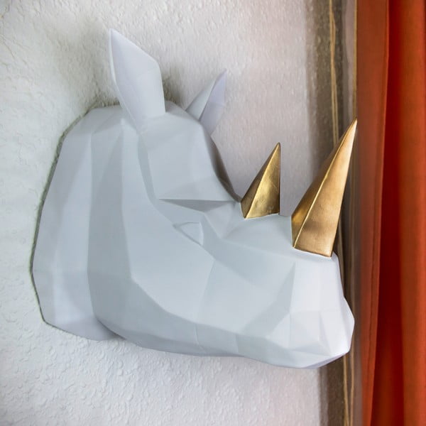 Cuier/decorațiune de perete Walplus Geometric Rhino, alb 