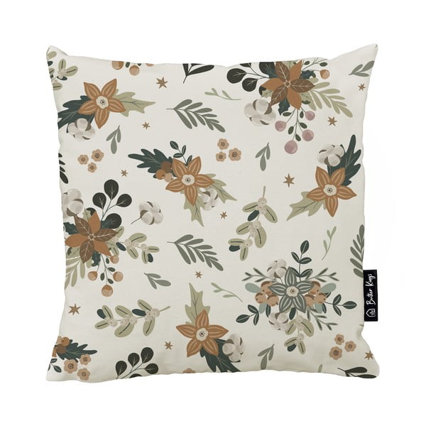 Față de pernă 45x45 cm  cu model de Crăciun Festive Flowers – Butter Kings