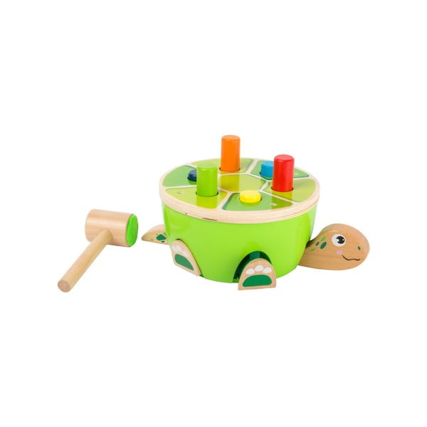 Jucărie cu ciocan din lemn pentru copii Legler Turtle Hammering-image-1