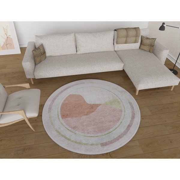 Covor portocaliu-crem lavabil rotund ø 120 cm Yuvarlak – Vitaus-image-1