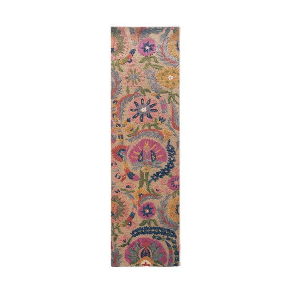 Covor tip traversă țesut manual din lână 80x300 cm Amira Floral  – Flair Rugs