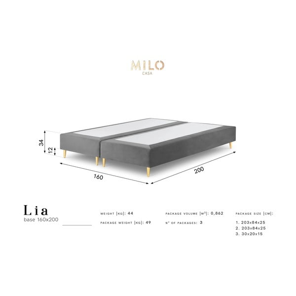 Pat dublu cu tapițerie din catifea Milo Casa Lia, 160 x 200 cm, bej-image-4