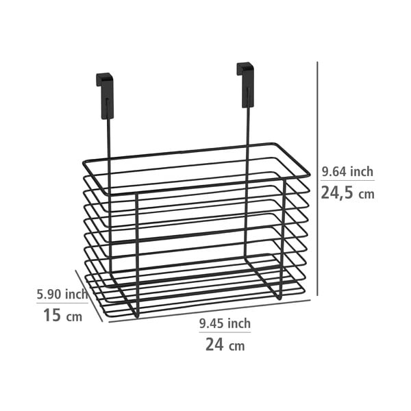 Coș depozitare pentru ușă dulap Wenko Slim, înălțime 25 cm, negru-image-4