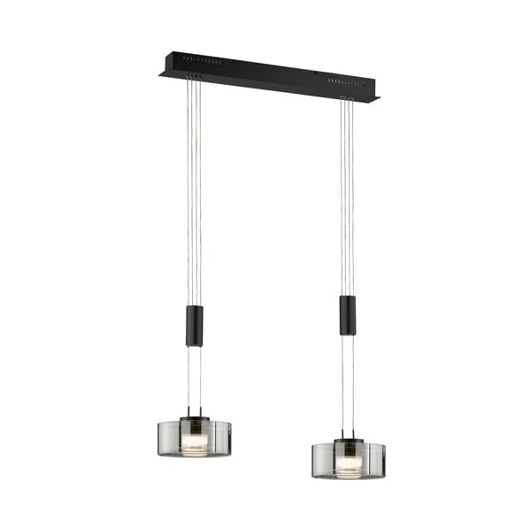 Lustră neagră LED cu intensitate reglabilă cu abajur din sticlă Lavin – Fischer & Honsel