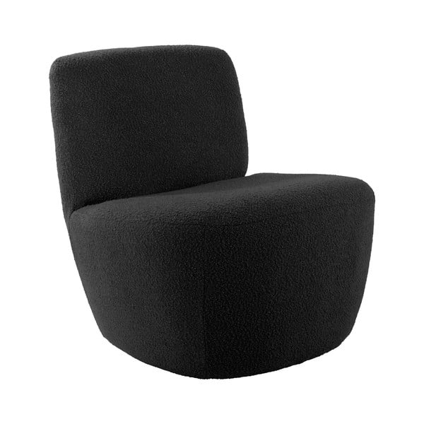 Fotoliu negru cu tapițerie din țesătură bouclé Ada – Leitmotiv