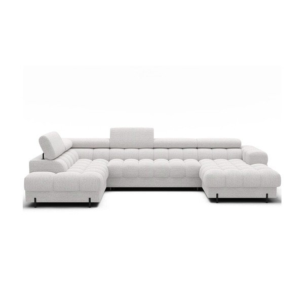 Colțar crem extensibil cu tapițerie din țesătură bouclé (cu colț pe partea stângă/în formă de "U") Feraria – ELTAP