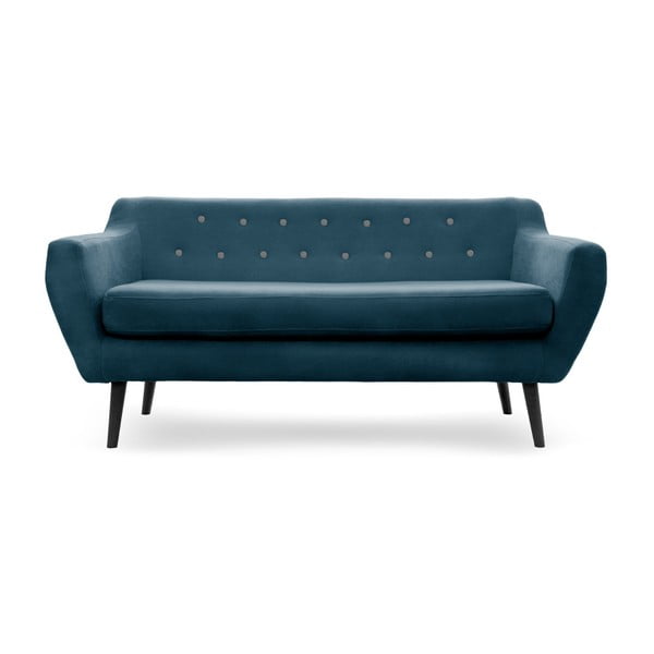 Canapea cu 3 locuri cu picioare negre Vivonita Kelly, albastru marin