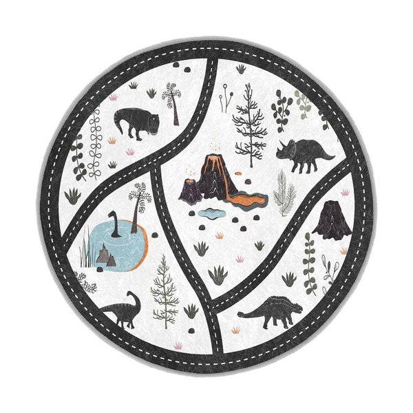Covor de joacă pentru copii negru-alb lavabil ø120 cm Dino Park – Mila Home