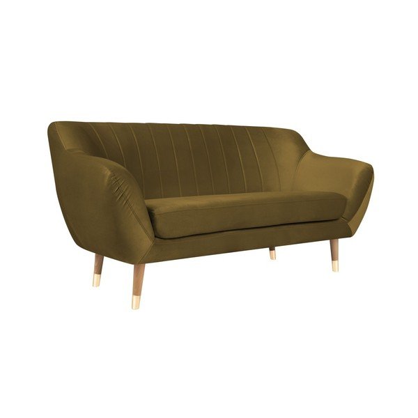 Canapea cu tapițerie din catifea Mazzini Sofas Benito, auriu, 158 cm-image-2