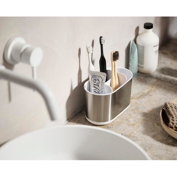 Suport pentru periuța de dinți argintiu din oțel inoxidabil Duo Steel – Joseph Joseph-image-2
