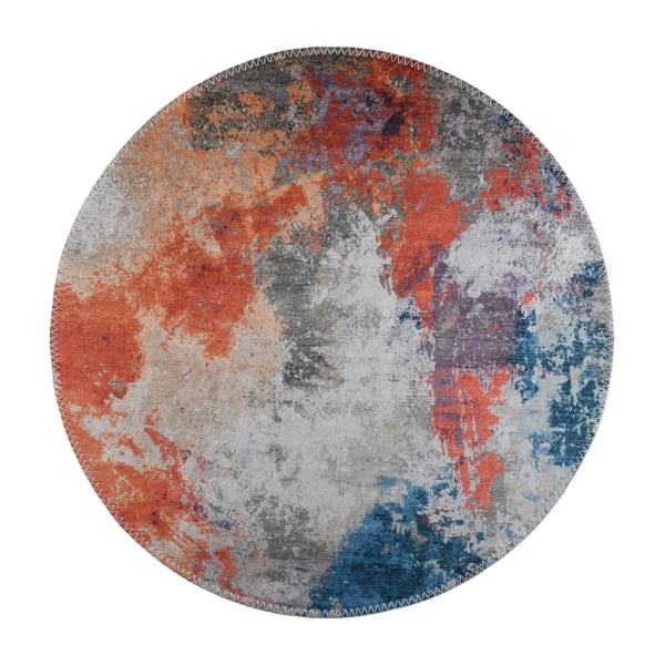 Covor albastru/portocaliu lavabil rotund ø 80 cm – Vitaus