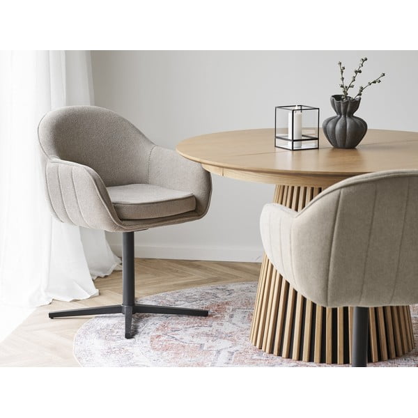 Set de scaune de sufragerie gri deschis cu cotiere 2 buc. tapițat Tamera – House Nordic-image-1