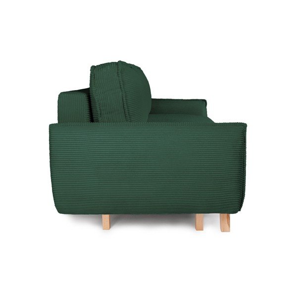 Canapea verde-închis extensibilă/cu spațiu de depozitare cu tapițerie din catifea reiată  218 cm Tori – Bonami Selection-image-2