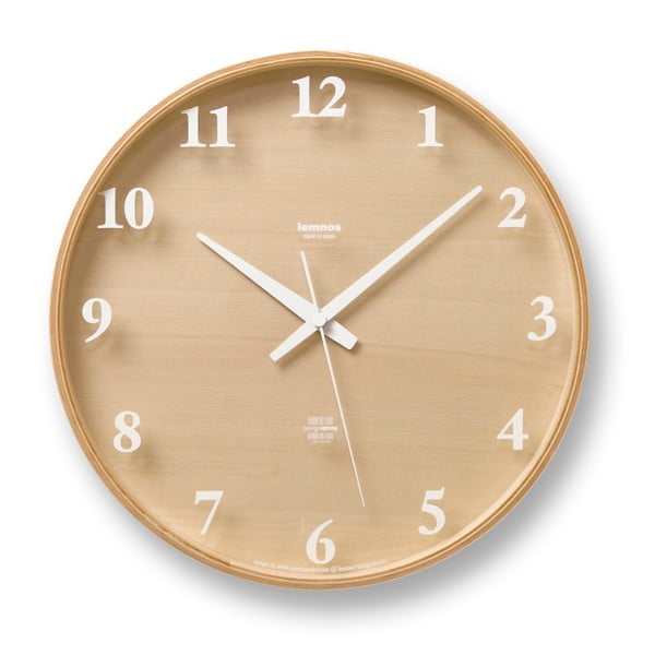 Ceas de perete Lemnos Clock Snow, ⌀ 25,4 cm, maro - bej