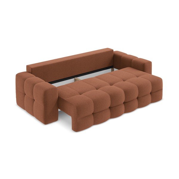 Canapea teracotă extensibilă cu tapițerie din țesătură bouclé 255 cm Milu – Makamii-image-4