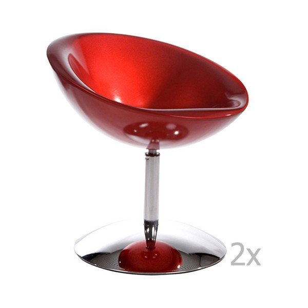 Set 2 fotolii rotative Kokoon Design Bowl, roșu -image-1
