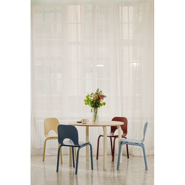 Masă de dining rotundă cu blat cu aspect de lemn de stejar ø 100 cm Meko – noo.ma-image-1