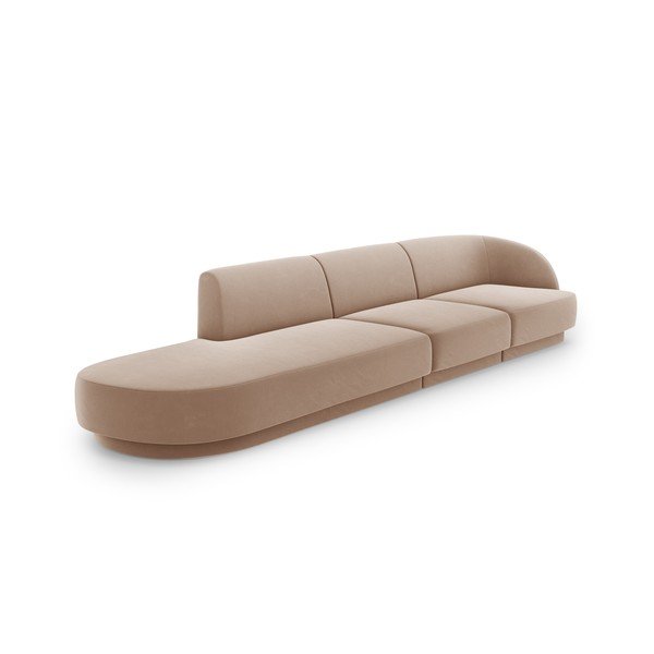 Canapea bej cu tapițerie din catifea 302 cm Miley – Micadoni Home-image-3