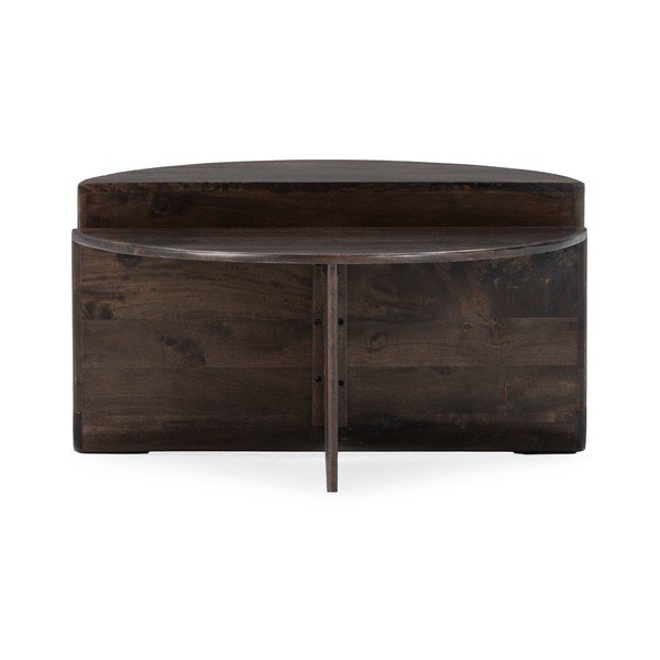 Măsuță de cafea maro închis rotundă din lemn de mango ø 80 cm Divya – MOME-image-1