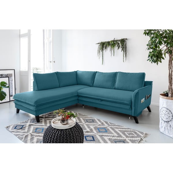 Colțar extensibil cu șezlong pe partea stângă Miuform Charming Charlie L, turcoaz-image-4