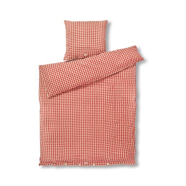 Lenjerie de pat roșie-galbenă din țesătură crep pentru pat de o persoană 140x200 cm Bæk&Bølge – JUNA