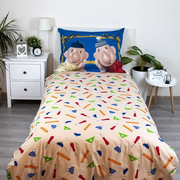 Lenjerie de pat pentru copii din bumbac pentru pat de o persoană 140x200 cm Pat a Mat – Jerry Fabrics-image-2