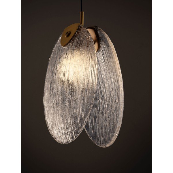 Lustră alămie LED din oțel cu abajur din sticlă Shelina – Nova Luce-image-2