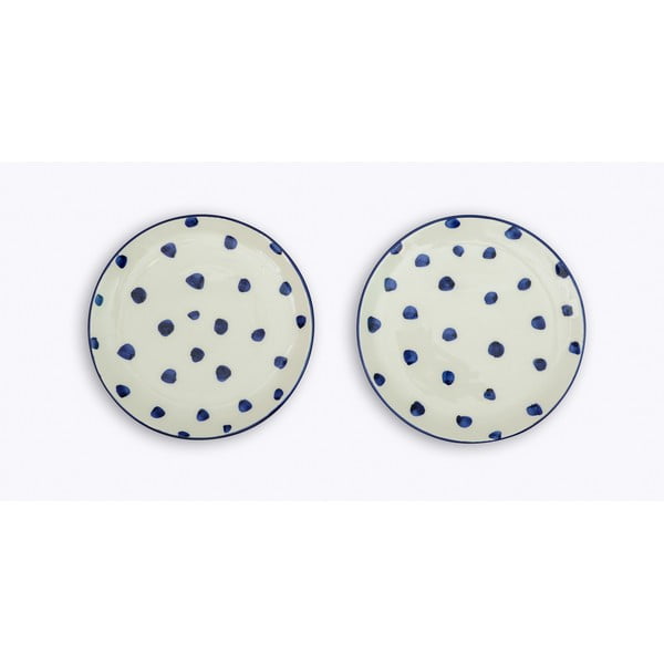 Set 2 farfurii din ceramică Madre Selva Blue Dots