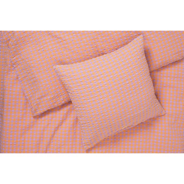 Lenjerie de pat portocaliu/mov din țesătură crep pentru pat de o persoană 140x200 cm Bæk&Bølge – JUNA-image-2
