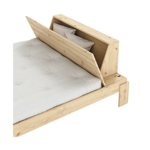 Pat matrimonial în culoare naturală din lemn de pin cu somieră 140x200 cm Layers – Karup Design-image-4