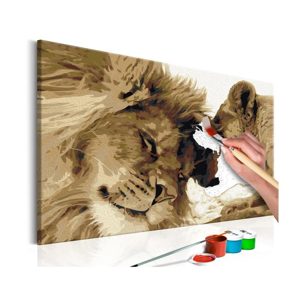 Set de pânze, vopseluri şi perii DIY Artgeist Lions Love, 60 x 40 cm