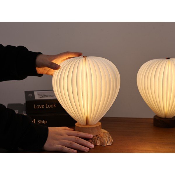 Veioză albă LED cu intensitate reglabilă cu abajur din hârtie (înălțime 20 cm) Aeris – Gingko-image-3