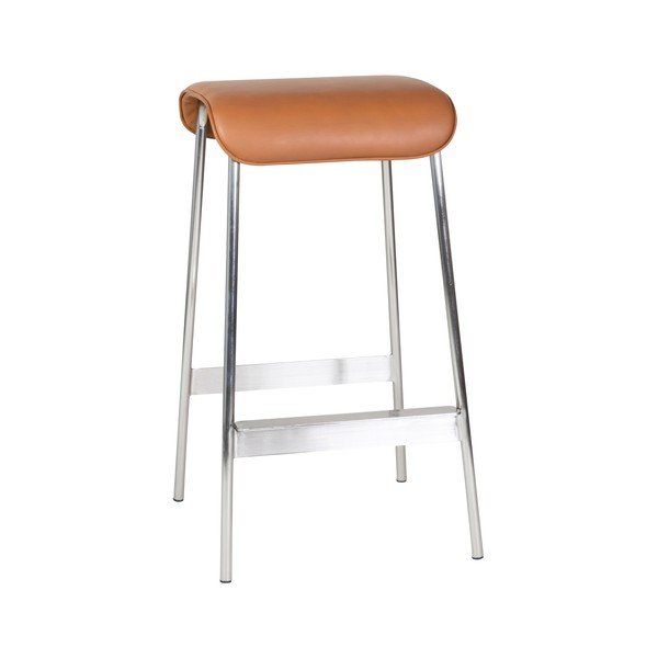 Set de scaune de bar maro coniac/argintiu 2 buc. tapițat (înălțime șezut 75 cm) Avenue – Hübsch