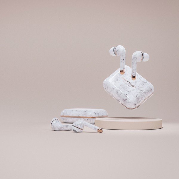 Căști wireless Happy Plugs Air 1 Plus In-Ear, alb marmură-image-4