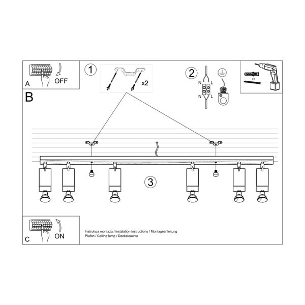 Plafonieră Sollux Toscana 6L, negru-image-4