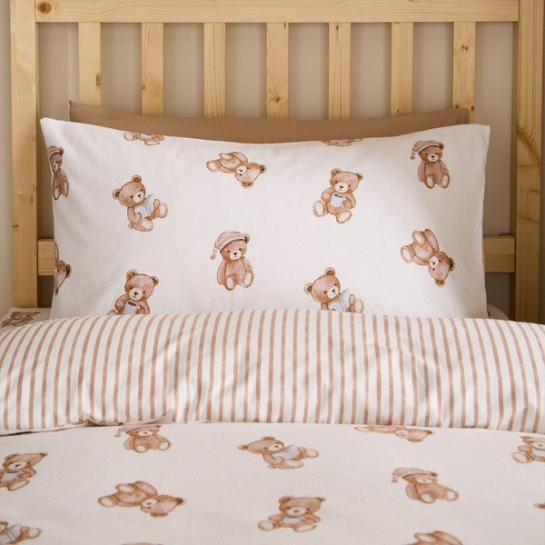 Lenjerie de pat pentru copii crem din flanelă pentru pat de o persoană 120x150 cm Brushed Teddy Bear – Catherine Lansfield-image-3