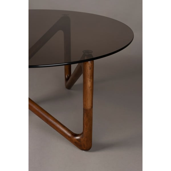 Măsuță de cafea maro rotundă cu blat din sticlă ø 80 cm Naia – Dutchbone-image-2