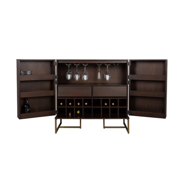 Dulap vinotecă cu aspect de lemn exotic în culoare naturală număr sticle 24, 100x100 cm Class - Dutchbone-image-4