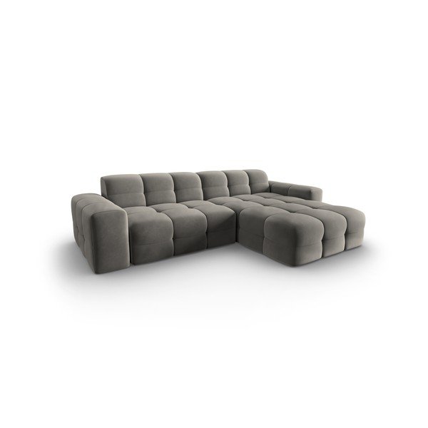 Colțar gri cu tapițerie din catifea (pe partea dreaptă) Kendal – Micadoni Home-image-3