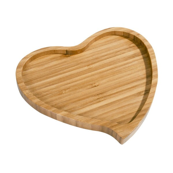Platou din bambus pentru servire Aminda Heart, lățime 23 cm