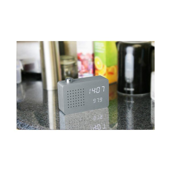 Ceas cu LED și radio Gingko Click Clock, gri-alb-image-3