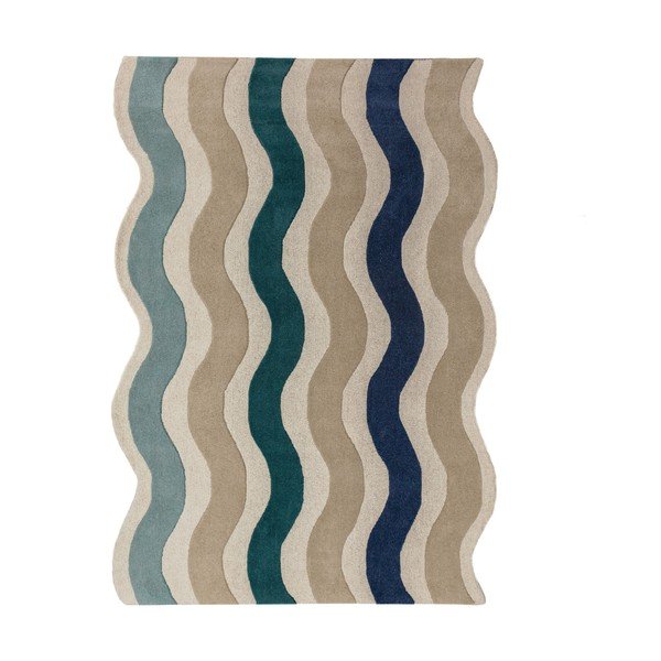 Covor albastru țesut manual din lână 140x200 cm Cascade Wool – Flair Rugs