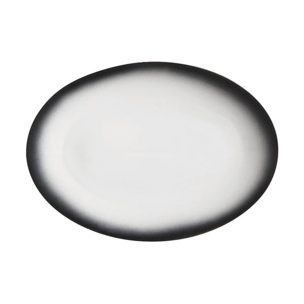 Farfurie ovală din ceramică Maxwell & Williams Caviar, 35 x 25 cm, alb - negru