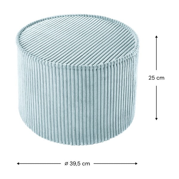 Puf de copii verde mentă cu tapițerie din catifea reiată – Wigiwama-image-2